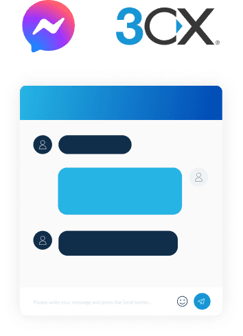 Official 3CX web client with a Facebook business-page conversation open