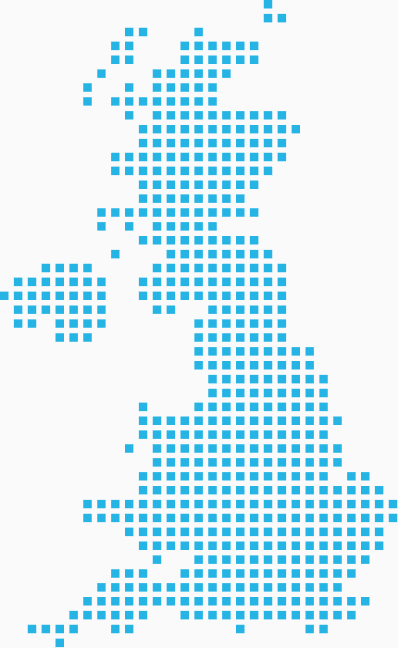 Stylised dotted map of Great Britain used in Faster Britain marketing