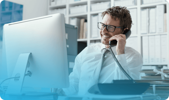 Business user handling a recorded customer call